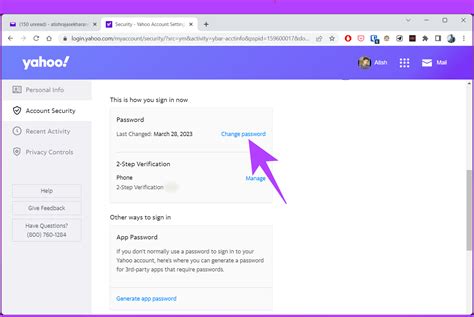 how to change yahoo password on mac