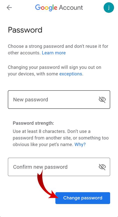 how to change your password on google play