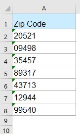 how to change zip code to 5 digits in excel