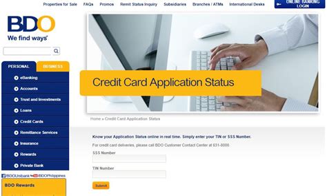 how to check bdo credit card application status
