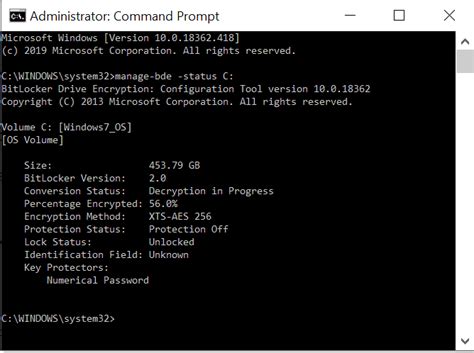 how to check bitlocker status from command line