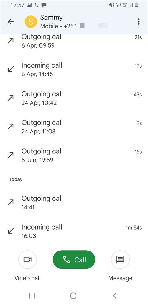 how to check call history of a specific number on android