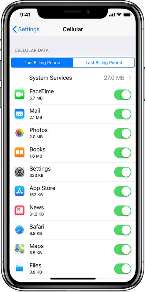 how to check cellular data usage on iphone 11