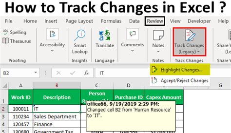 how to check changes in excel document