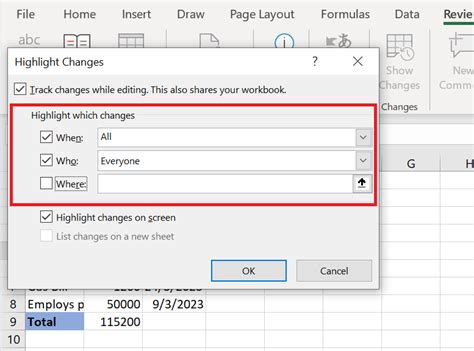 how to check changes in excel file