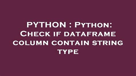 how to check dataframe column type in python