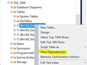 How To Check Dependencies Of A Table In Sql Server