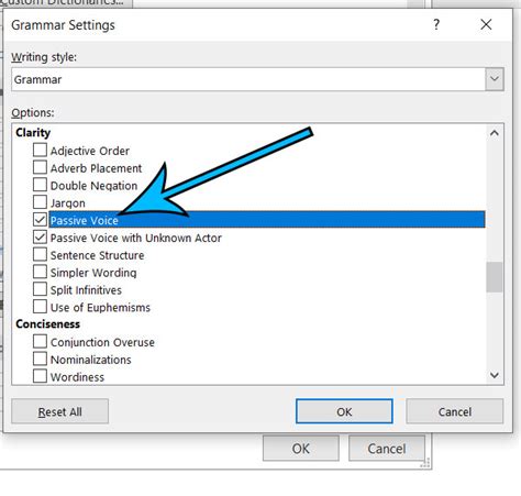how to check for passive voice in word