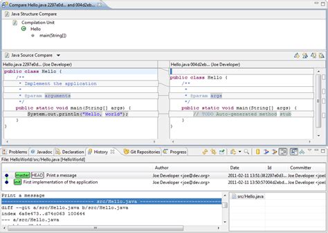 how to check git history of a file in eclipse