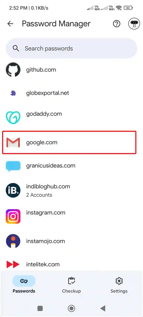 how to check gmail password in chrome android