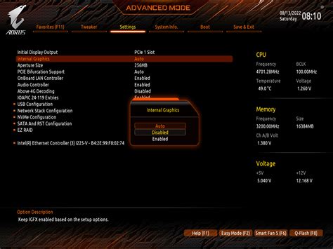 how to check graphics in bios