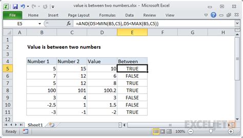 How To Check If A Value Lies In A Range In Excel