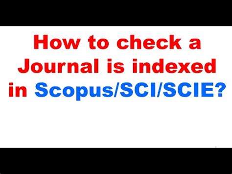 How To Check If Journal Is Sci Indexed