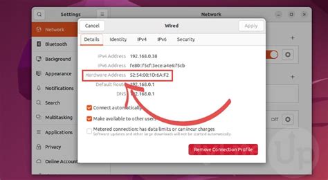 how to check ip and mac address in ubuntu