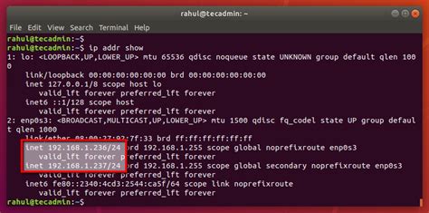 how to check ip in linux ubuntu terminal