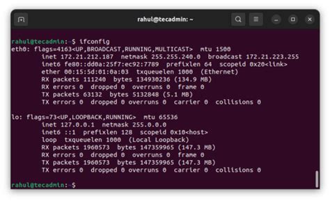 how to check local ip in linux