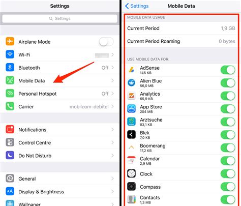 how to check mobile data usage on iphone uk