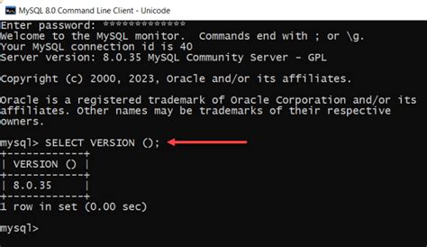 how to check mysql version in windows through command line