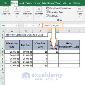 how to check overdue date in excel