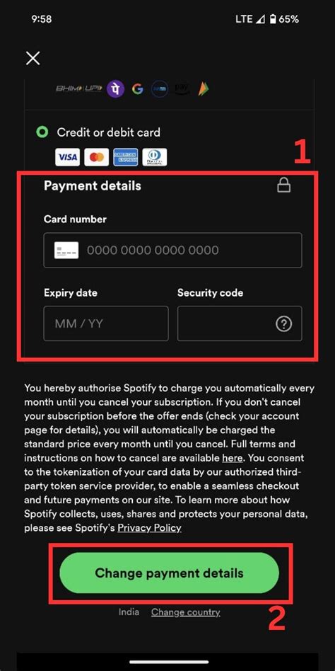 how to check payment method on spotify