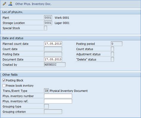 how to check physical inventory document in sap