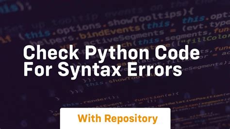 how to check python code for syntax errors
