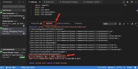 how to check python version in visual studio code