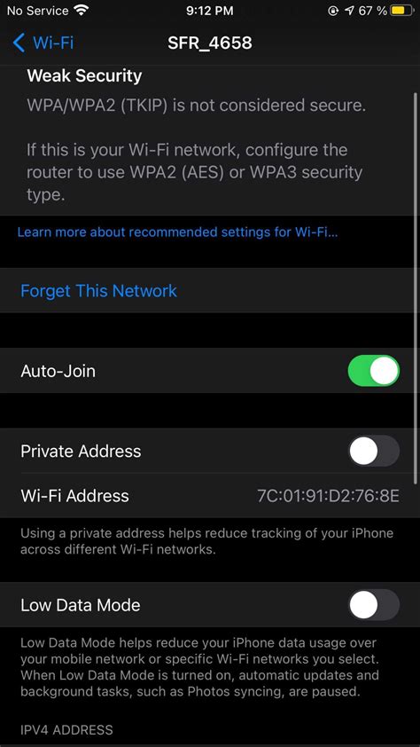 how to check router security type on iphone