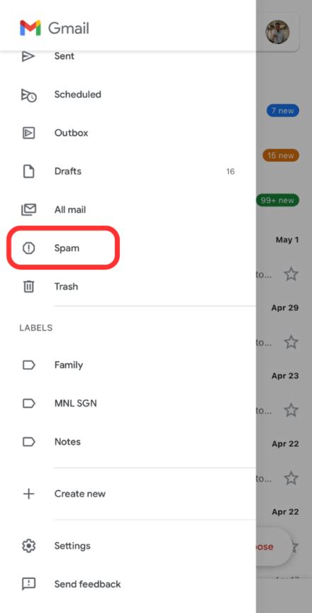 how to check spam folder in gmail on android