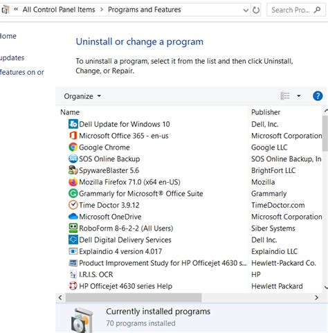 how to check uninstalled programs history