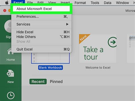 how to check version for excel