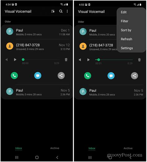 how to check visual voicemail on android
