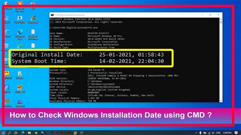 how to check windows installation date using cmd