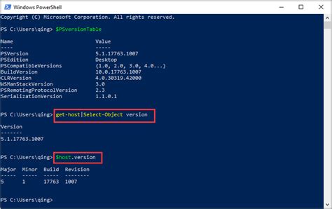 how to check windows powershell version command