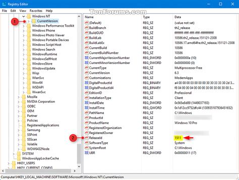 how to check windows version in registry