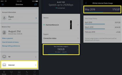 how to check xfinity internet data usage