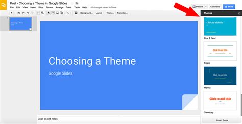 how to choose a theme in google slides