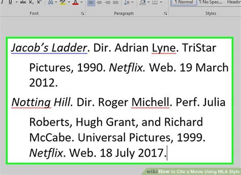 how to cite a movie script in mla format