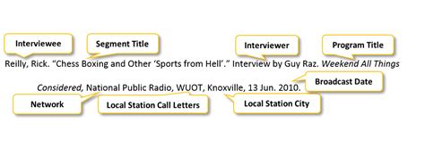 how to cite a transcript of an interview mla