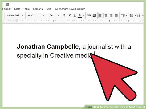 how to cite in text an interview mla