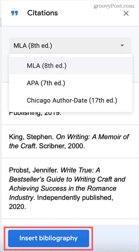 how to cite sources on google docs
