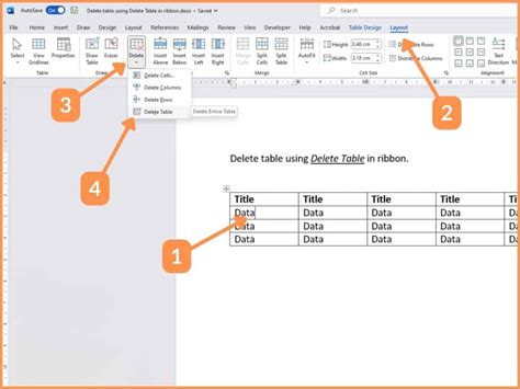 how to clear a table in word