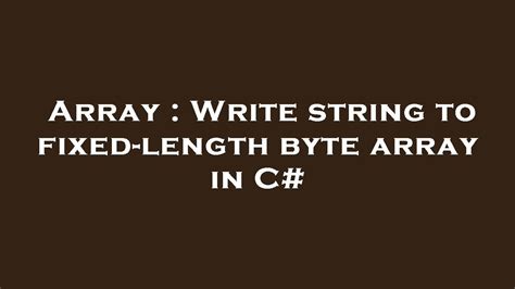 How To Clear Byte Array In C#