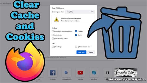 how to clear cache and cookies using firefox