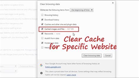 how to clear cache from a specific website chrome