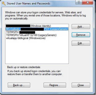 how to clear cached credentials windows server 2016