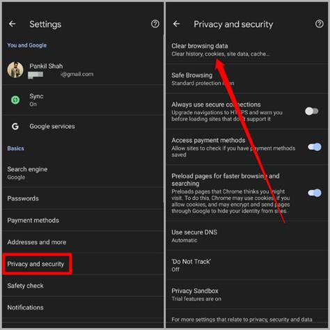 how to clear host cache in chrome android