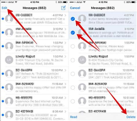 how to clear read messages on iphone
