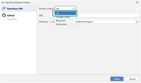 how to clone code from github to android studio