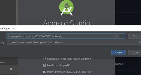 how to clone project from github in android studio